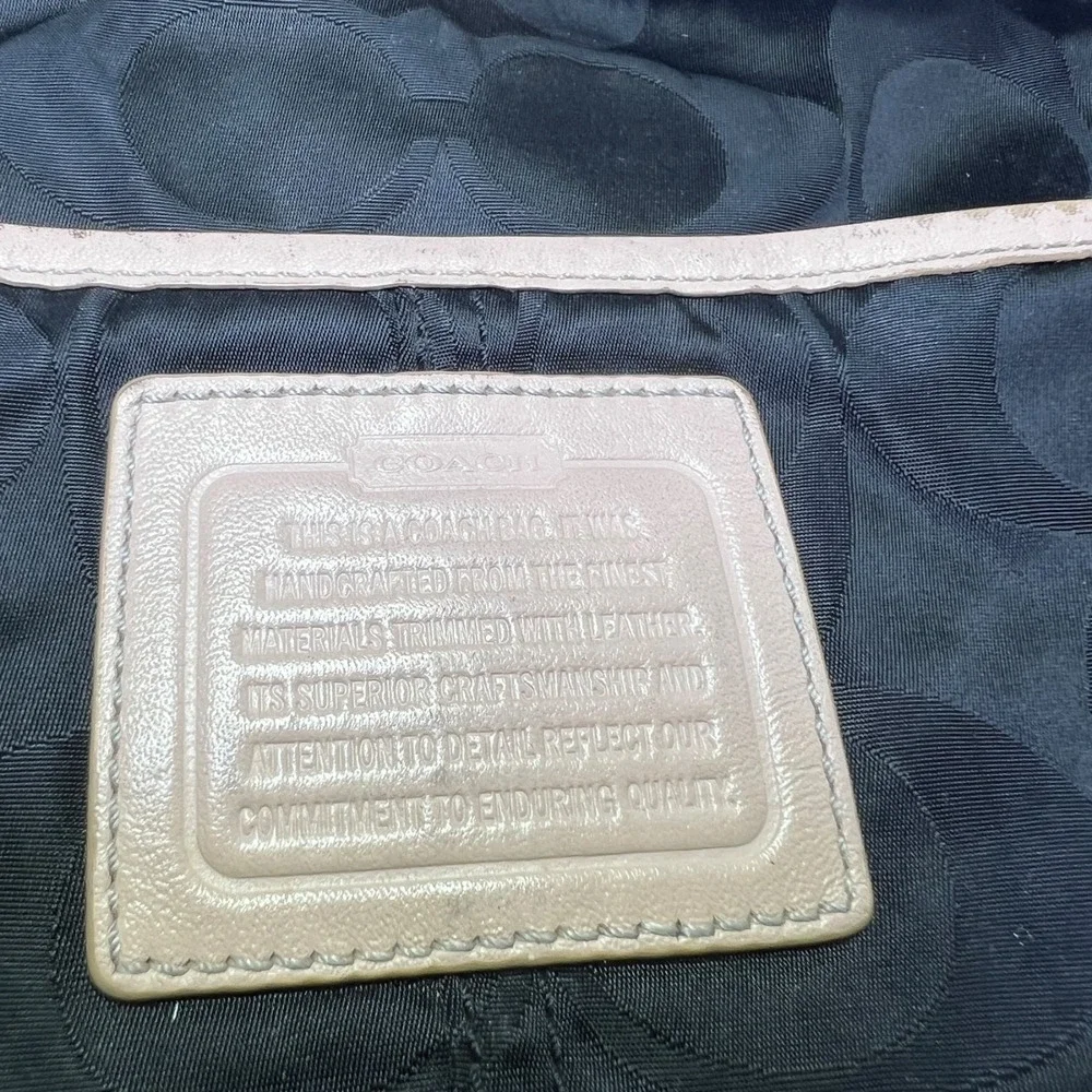 Coach Crossbody Bag Black Signature Jacquard Fabric Beige Leather Trim G1376